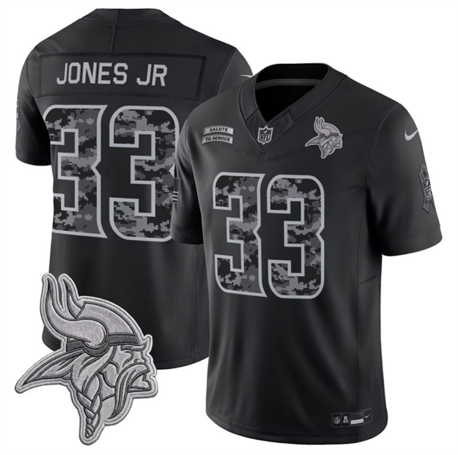 Men's Black Minnesota Vikings #33 Aaron Jones Sr. F.U.S.E. 2026 Salute to Service Limited Stitched Football Jersey